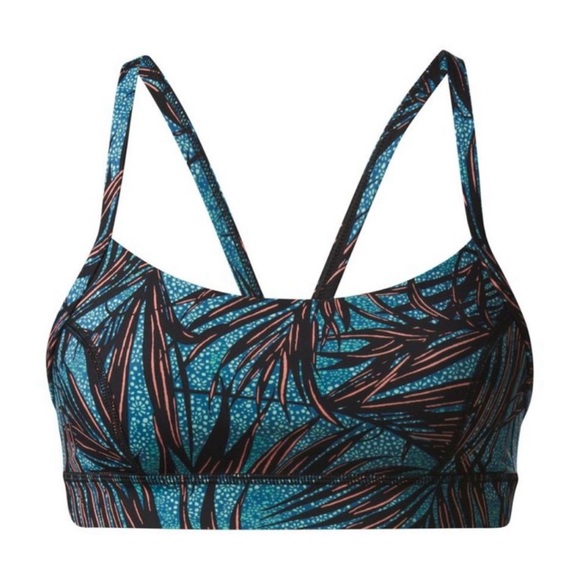 lululemon athletica Other - Lululemon Rise and Run Bra Womens Mini Palm Lace Tofino Teal Multi Black
